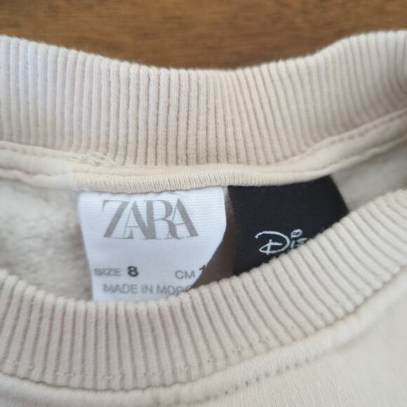 Zara Disney Girls Chip and Dale pullover long sleeve sweater cream color size 8 - Picture 2 of 9